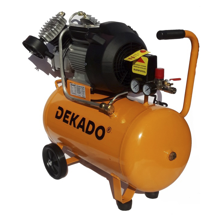 Компрессор КМ2-100/400 DEKADO,2 цилиндра,ресивер 100л.,производит 380л/мин,медь,220В,2,2кВт,57кг